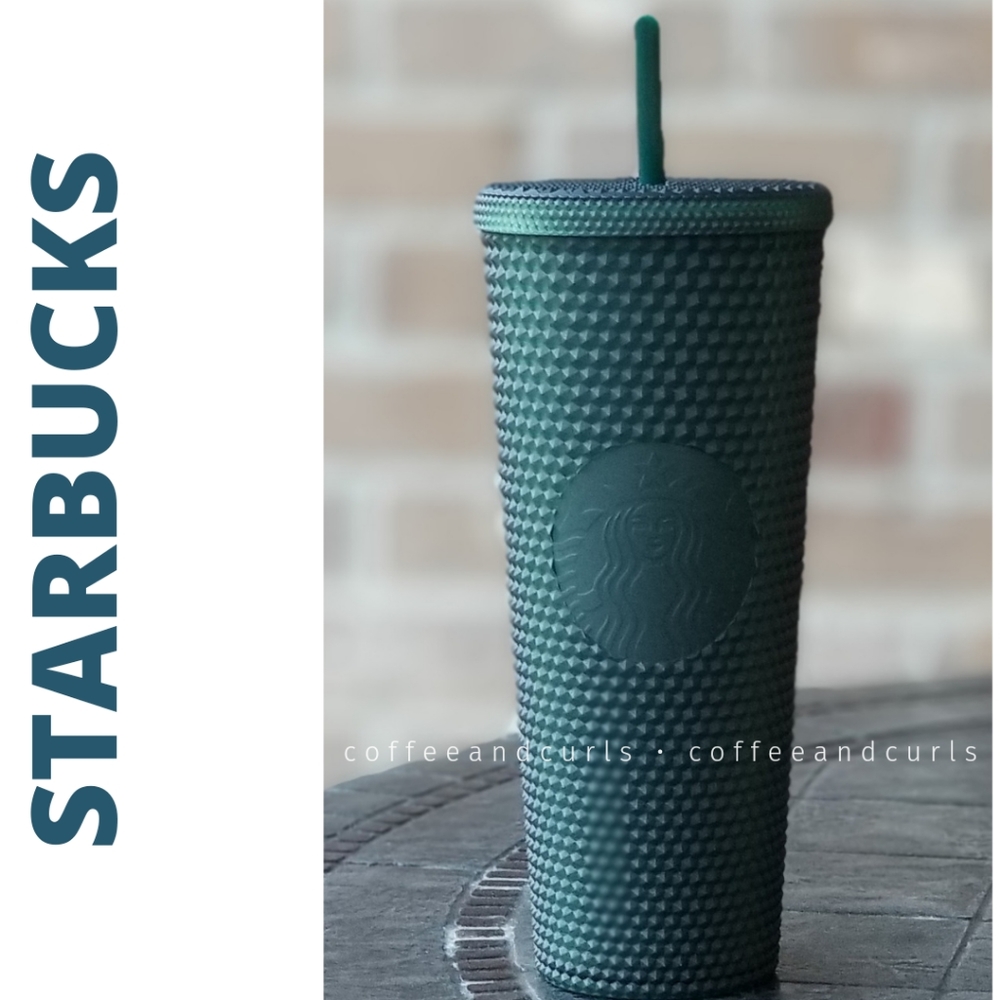 Starbucks Soft Touch Green Bling Studded Cold Cup Tumbler Venti NWT